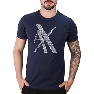 Camiseta AX Slim Logo Azul Marinho - SALE