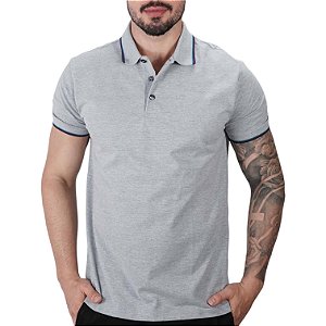 Camisa Polo Ellus Frisos Cinza