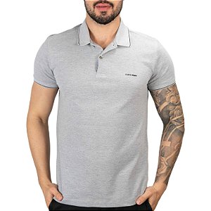 Camisa Polo Calvin Klein Relevo Cinza