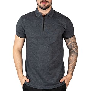 Camisa Polo Aramis Zíper Chumbo Mescla