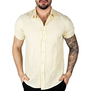 Camisa Linho VersatiOld Custom Fit Manga Curta Amarela