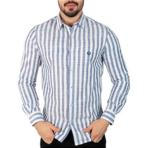 Camisa VersatiOld Algodão Listrada Azul