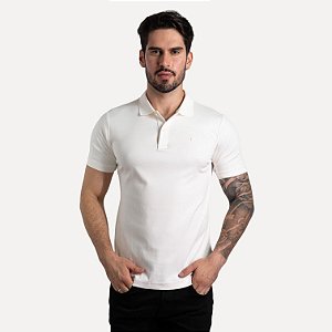 Camisa Polo Calvin Klein Smooth Algodão Off White