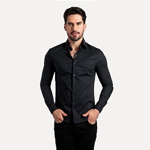 Camisa Calvin Klein Cannes Slim Fit Básica Preta