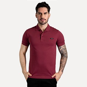 Camisa Polo Calvin Klein Bordô