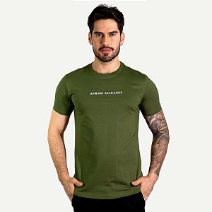 Camiseta AX Embroidery Frontal Verde Musgo