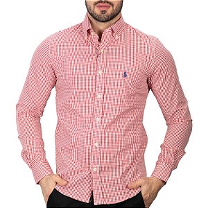 Camisa Social R.L Algodão Custom Fit Xadrez Azul - MBessa