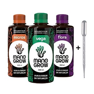 Kit Fertilizante Vega, Flora e Micros Mano Grow
