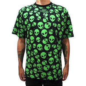 Camiseta ET Brisado Alien Preto e Verde Ray Brown
