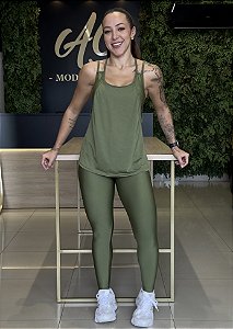 CONJUNTO FITNESS TRIO CALÇA VERDE OLIVA