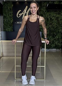 CONJUNTO FITNESS TRIO CALÇA MARROM