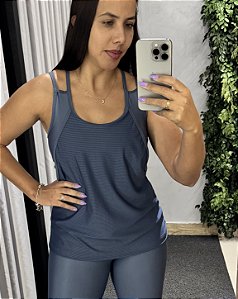 CONJUNTO FITNESS TRIO SHORT AZUL JEANS