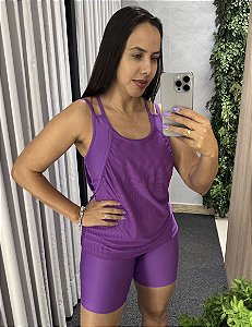 CONJUNTO FITNESS TRIO SHORT ROXO MAGENTA