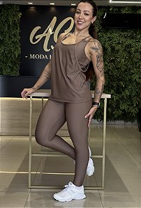 CONJUNTO FITNESS TRIO CALÇA AREIA