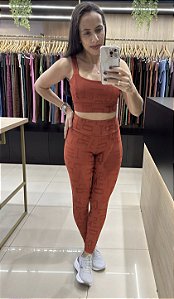 CONJUNTO FITNESS CALÇA LETRADO TERRACOTA