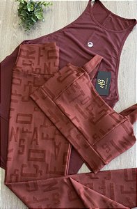CONJUNTO FITNESS CALÇA LETRADO TERRACOTA