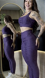 CONJUNTO FITNESS CALÇA LETRADO ROXO