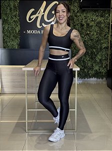 CONJUNTO FITNESS COMPRESSÃO PRETO