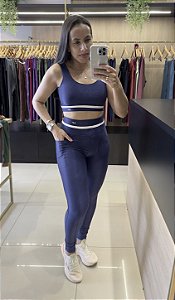 CONJUNTO FITNESS COMPRESSÃO AZUL MARINHO