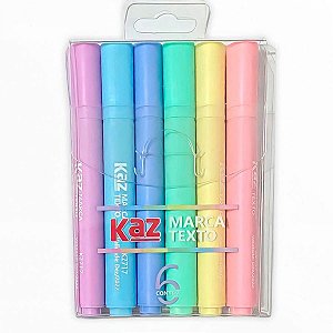 MARCA TEXTO 6 CORES PASTEL KAZ