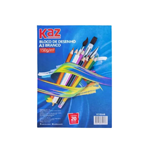 BLOCO DE DESENHO A3 BRANCO 150G C/20FLS KAZ