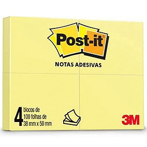 Bloco Adesivo 38X50 Amarelo 100Fls Post It 3M