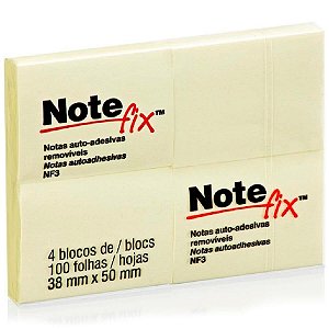 Bloco Adesivo 38X50 Amarelo 100Fls Note Fix 3M