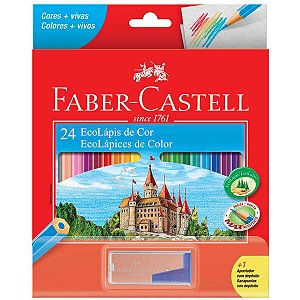 LAPIS DE COR 24 CORES + APONTADOR FABER CASTELL