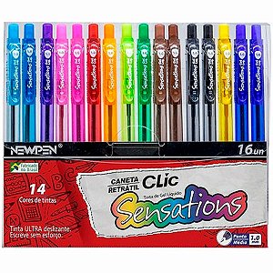 Caneta Gel 1.0Mm C/16 Cores Sensations Newpen