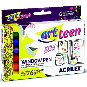 Marcador P/Vidro Window Pen C/6 Cores Acrilex