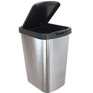 LIXEIRA PLASTICA 9L LABEL CLICK INOX ARQPLAST