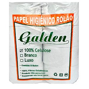 PAPEL HIGIENICO ROLAO 8 ROLOS 100% CELULOSE GALDEN