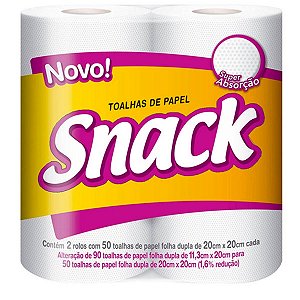 PAPEL TOALHA  C/2 ROLOS 50FLS SNACK