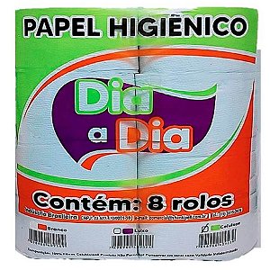 PAPEL HIGIENICO ROLAO 8 ROLOS BRANCO CELULOSE DIA A DIA