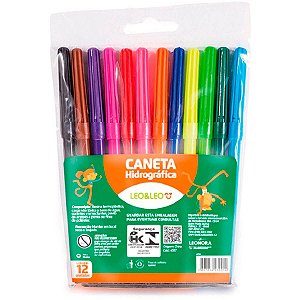 CANETA HIDROGRAFICA 12 CORES LEO LEO