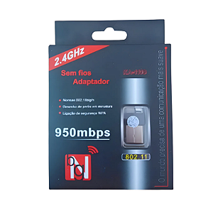 ADAPTADOR WIRELESS USB 2.4 GHZ NANO 950MBPS 802.11B/G/N