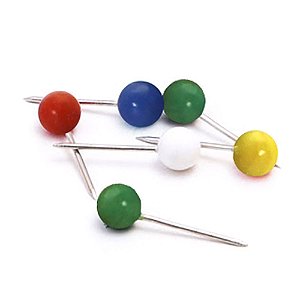 Alfinete Redondo P/Mapa Cores Sortidos C/50 Kaz
