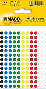 ETIQUETA TP-6 COLORIDA C/715 ETIQ.PIMACO