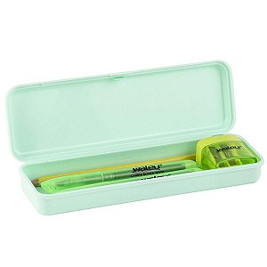 Estojo Plastico Verde Pastel Waleu