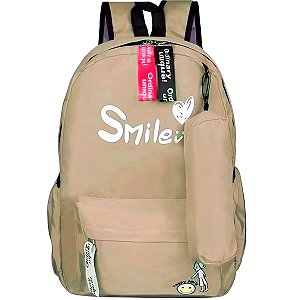 MOCHILA JUVENIL HAPPY SMILE BEGE
