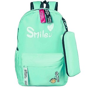 MOCHILA JUVENIL HAPPY SMILE VERDE PASTEL