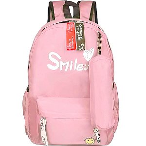 MOCHILA JUVENIL HAPPY SMILE ROSA CLARO