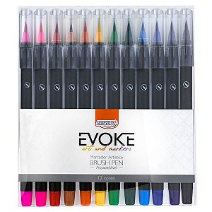 Caneta Marcador Brush Pen Blister 12 Cores Brw