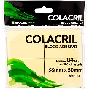BLOCO ADESIVO 38X50 100FLS COLACRIL