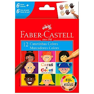 CANETA HIDROGRAFICA CARAS E CORES 12 CORES FABER CASTELL
