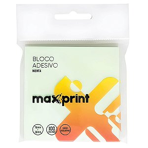 BLOCO ADESIVO 76X76 MENTA 100FLS MAXPRINT