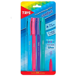 CANETA ESFEROGRAFICA 1.0MM COMFORT C/4 TRIS