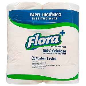 PAPEL HIGIENICO ROLAO SLIM 8 ROLOS FLORA