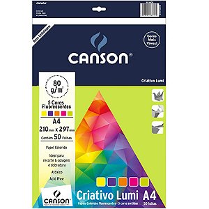 PAPEL CRIATIVO LUMI A4 COLORIDO 80G C/50FLS CANSON