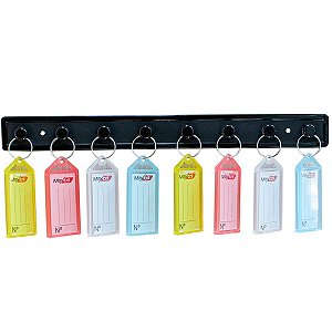SUPORTE CHAVEIRO PLASTICO C/SUPORTE + 8 CHAVEIROS WALEU